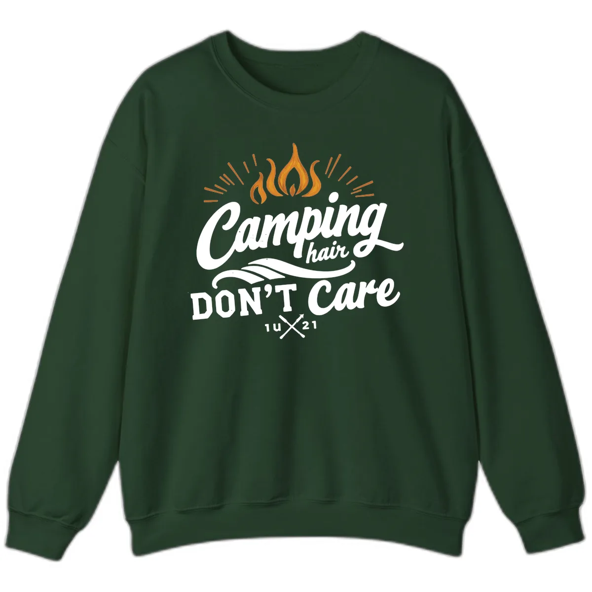 Camping Hair Don't Care Sweatshirt in Forest Green