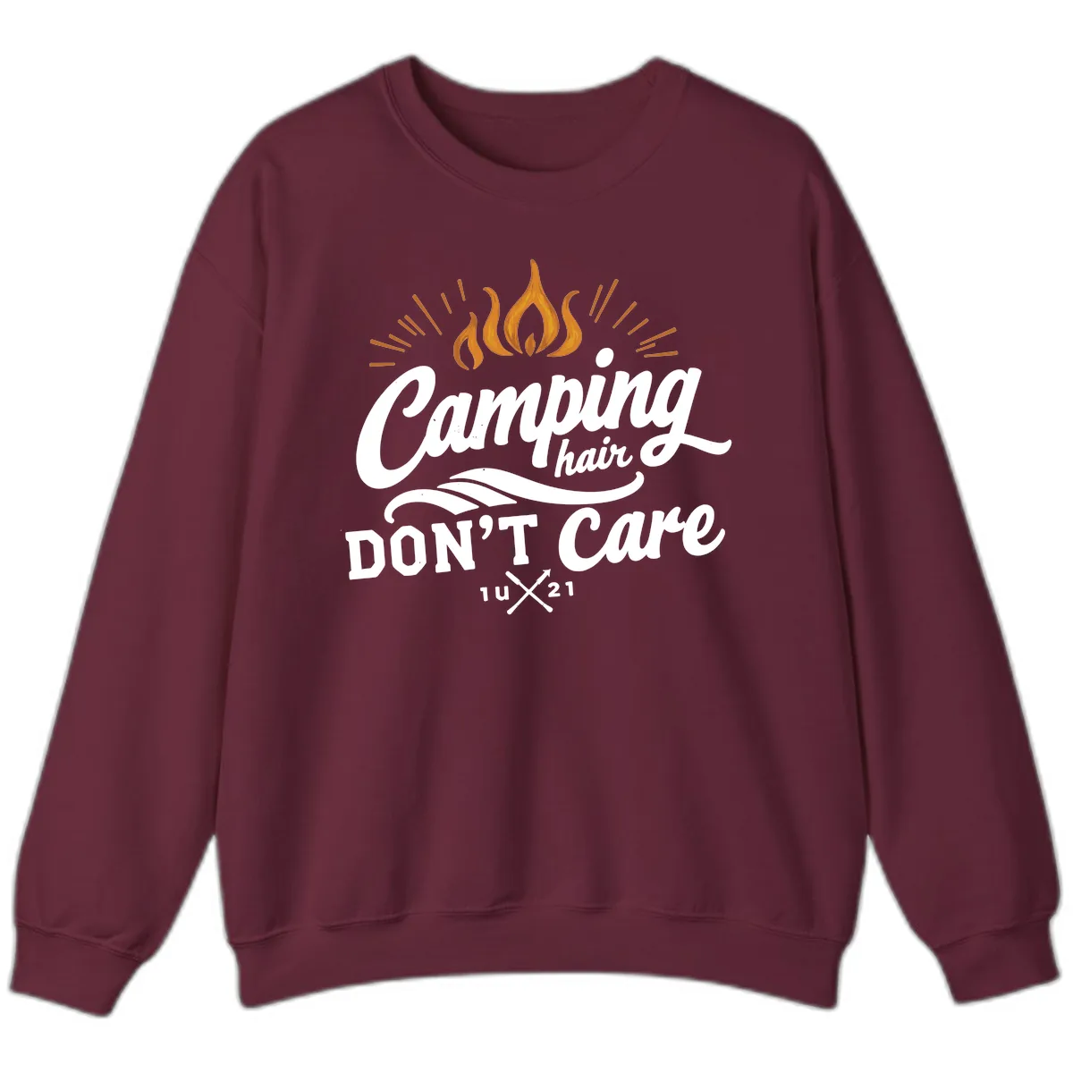 Camping Hair Don't Care Sweatshirt in Maroon
