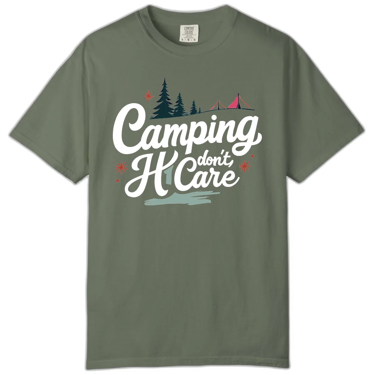 Camping I Don't Care Comfort Color in Moss