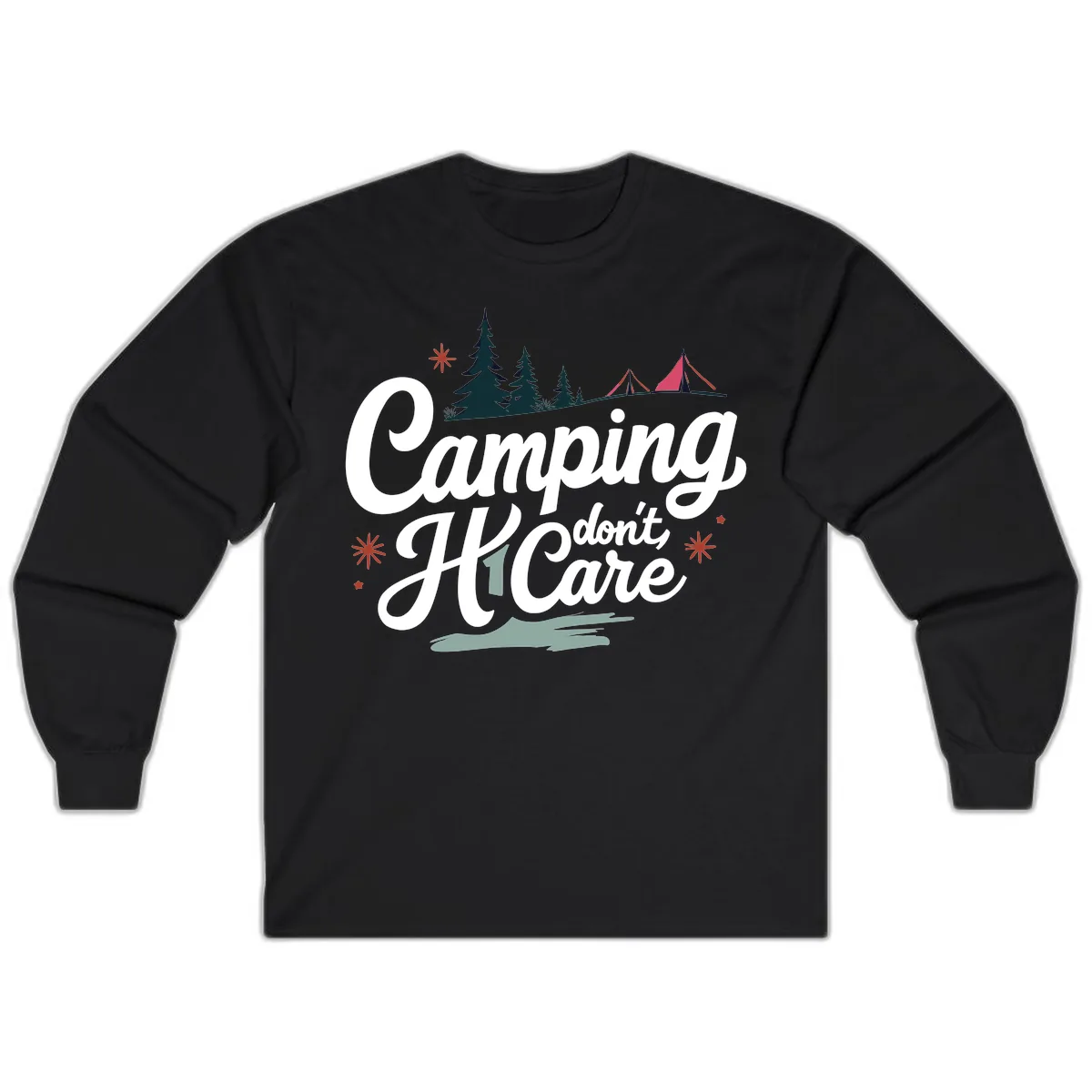 Camping I Don't Care Long Sleeve in Black