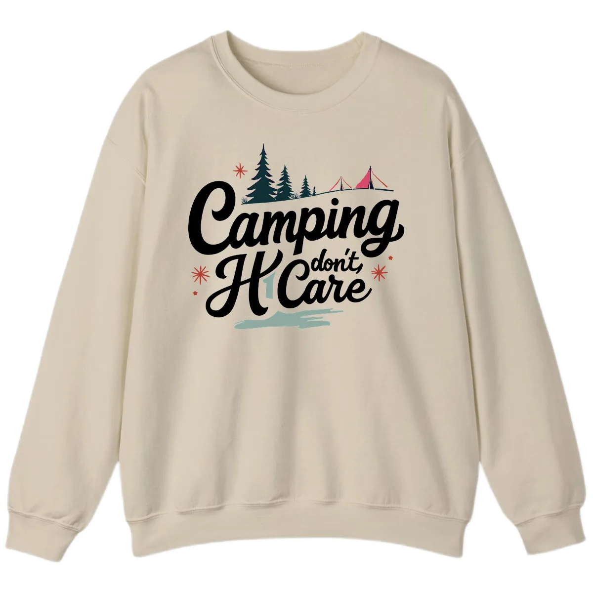 Camping I Don't Care Sweatshirt in Sand