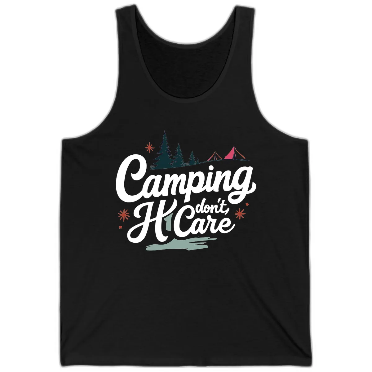 Camping I Don't Care Tank in Black