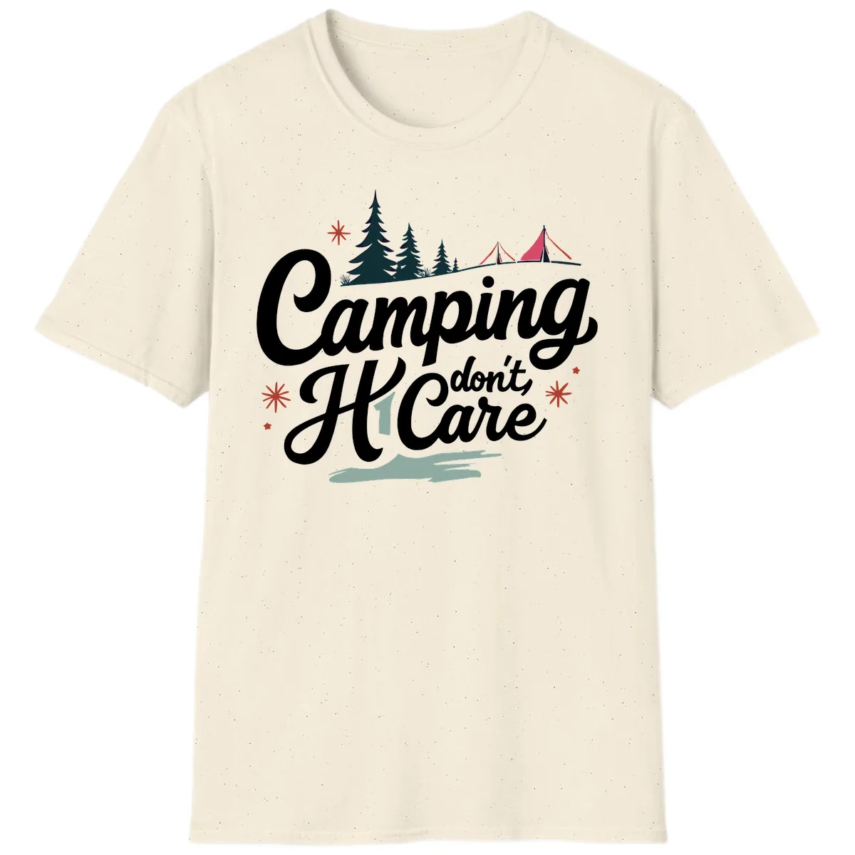 Camping I Don't Care T-Shirt in Natural