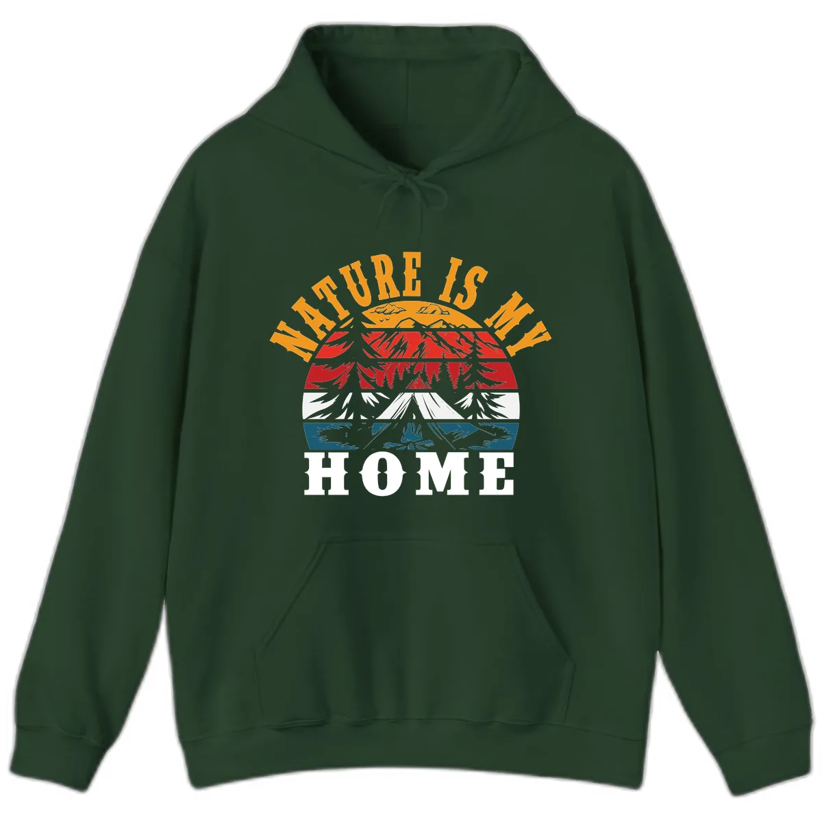 Nature Is Home Mountain Wilderness Hoodie in Forest Green