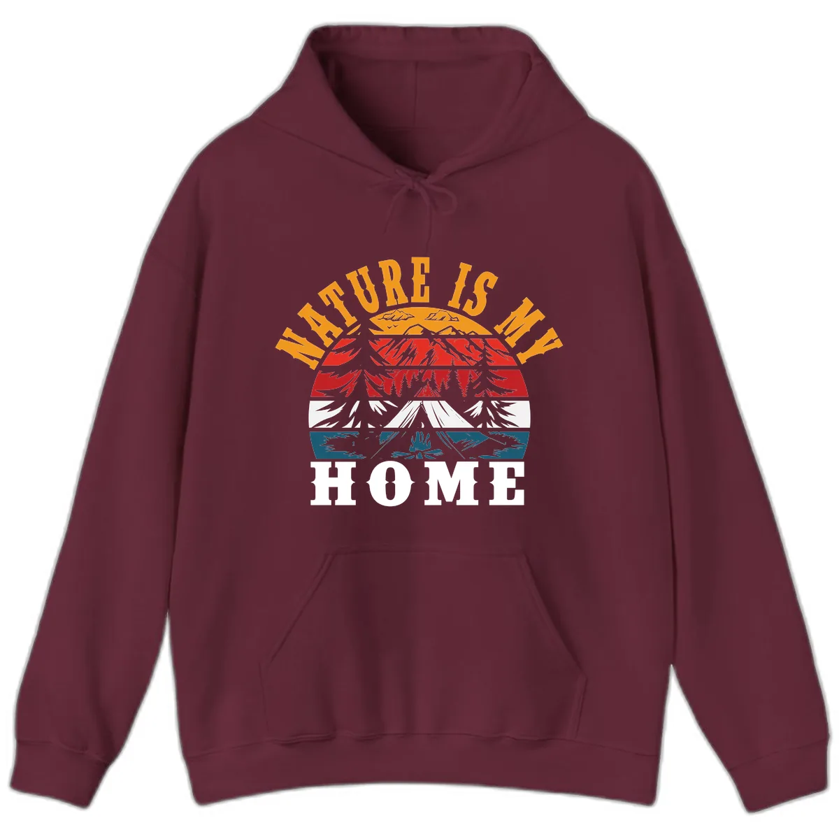Nature Is Home Mountain Wilderness Hoodie in Maroon