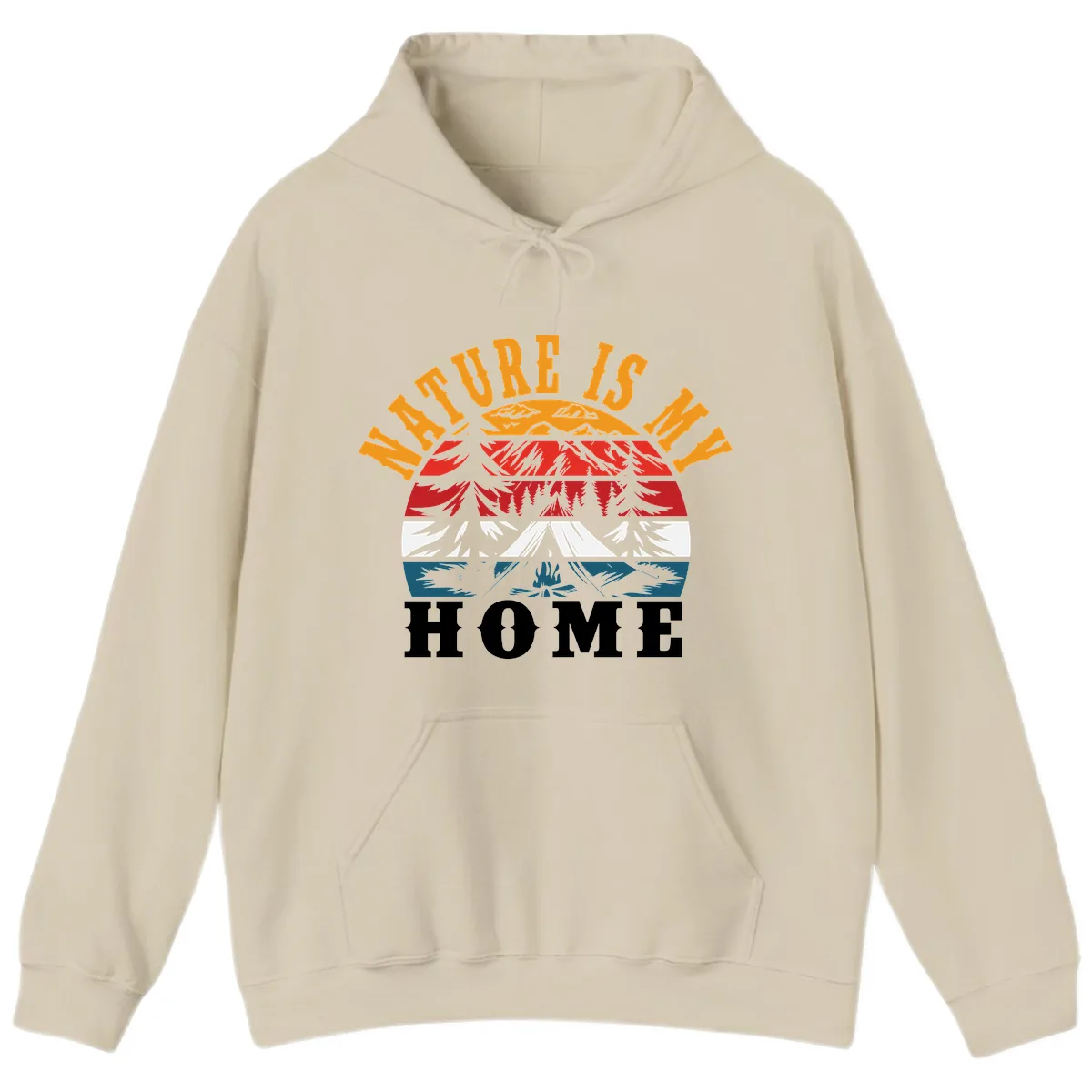 Nature Is Home Mountain Wilderness Hoodie in Sand
