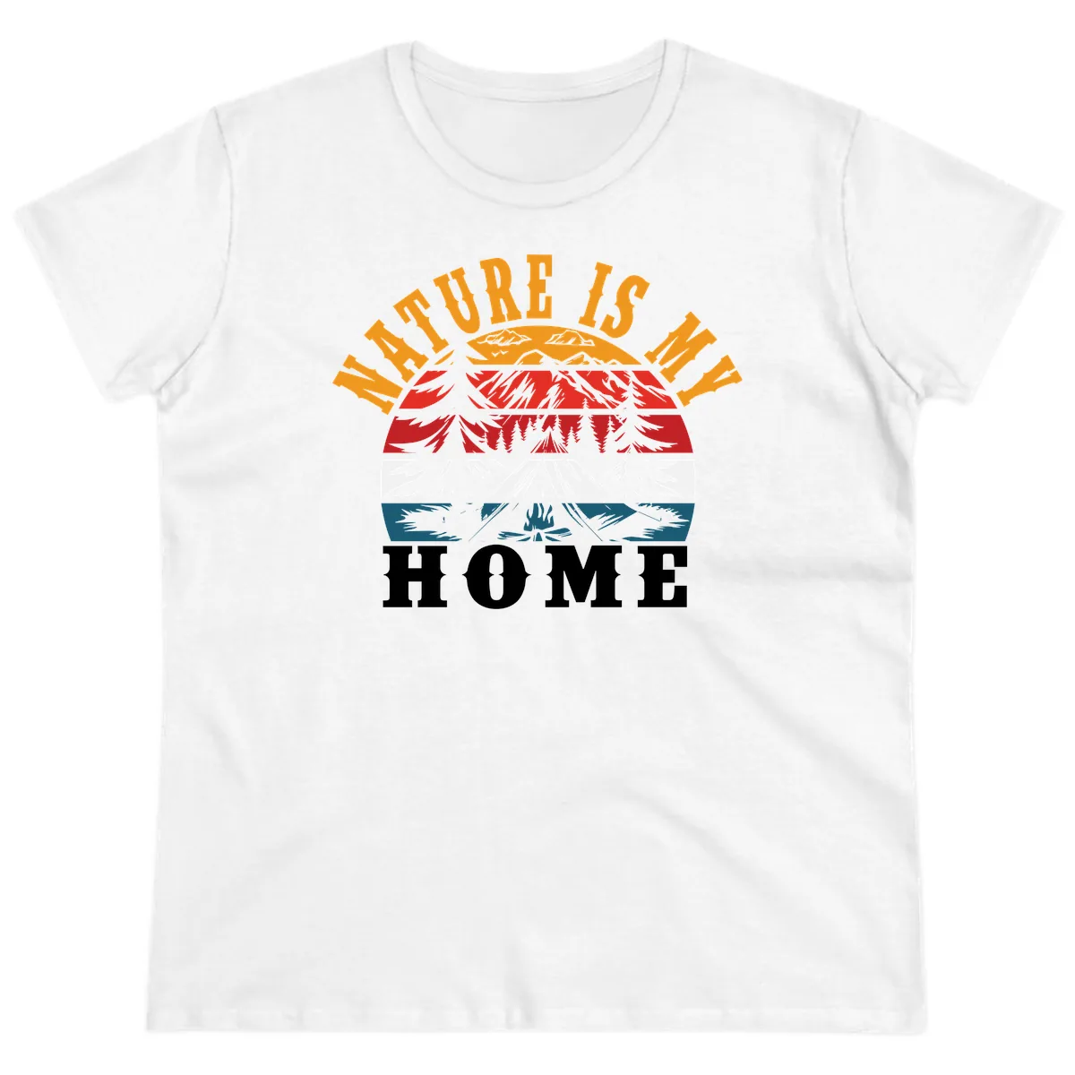 Nature Is Home Mountain Wilderness Ladies Tee in White
