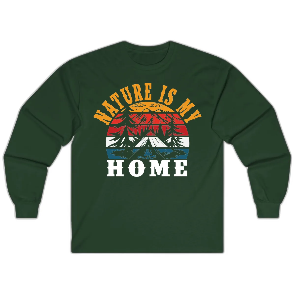 Nature Is Home Mountain Wilderness Long Sleeve in Forest Green