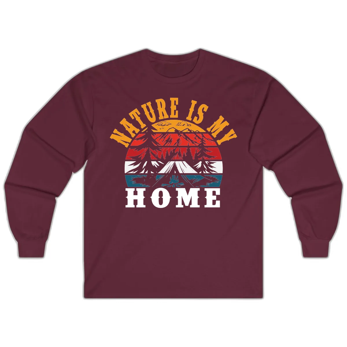 Nature Is Home Mountain Wilderness Long Sleeve in Maroon