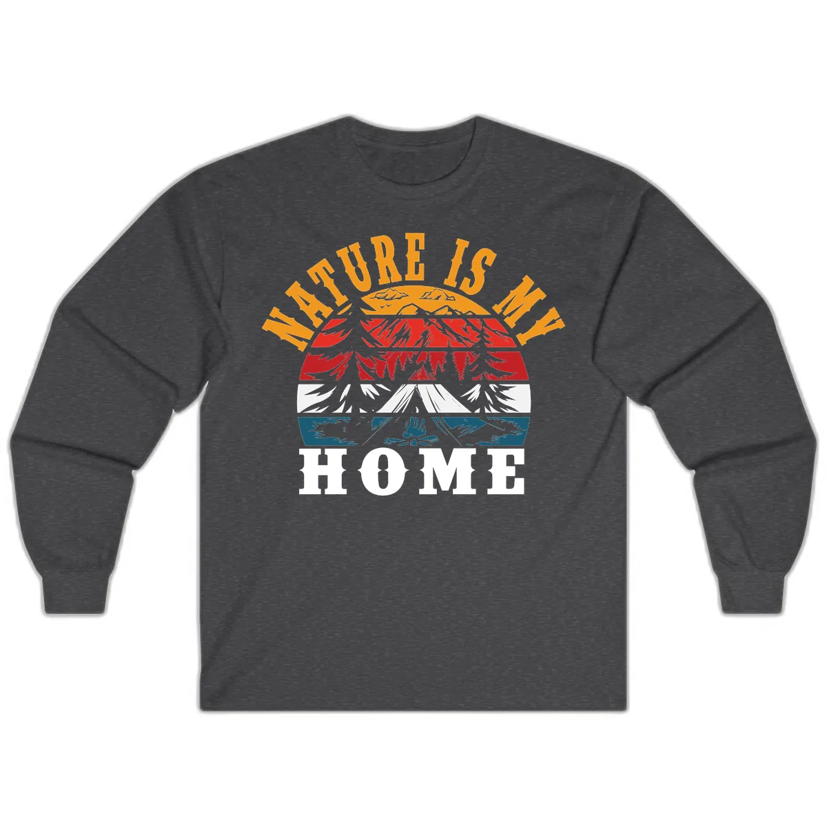 Nature Is Home Mountain Wilderness Long Sleeve in Dark Heather