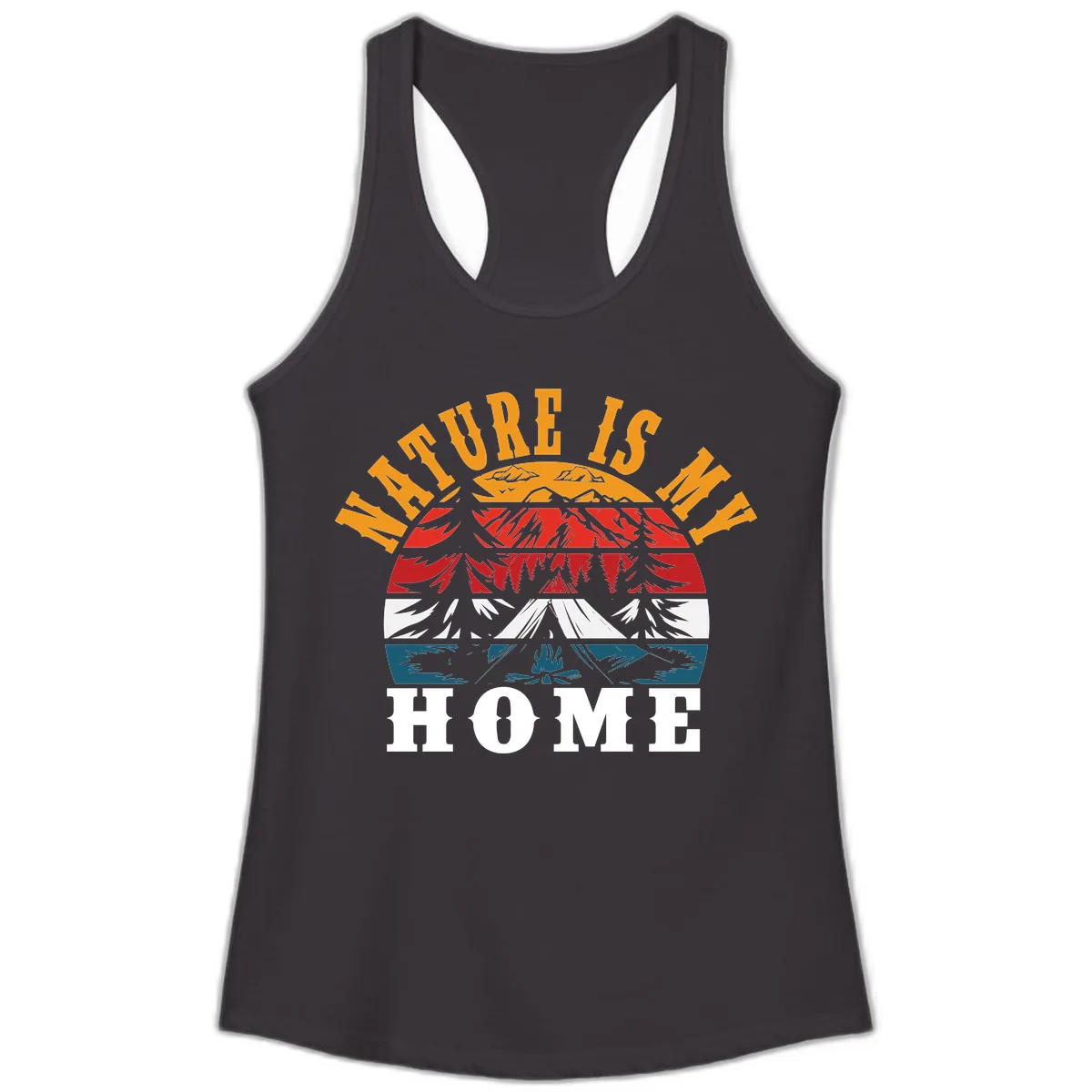 Nature Is Home Mountain Wilderness Ladies Tank in Black