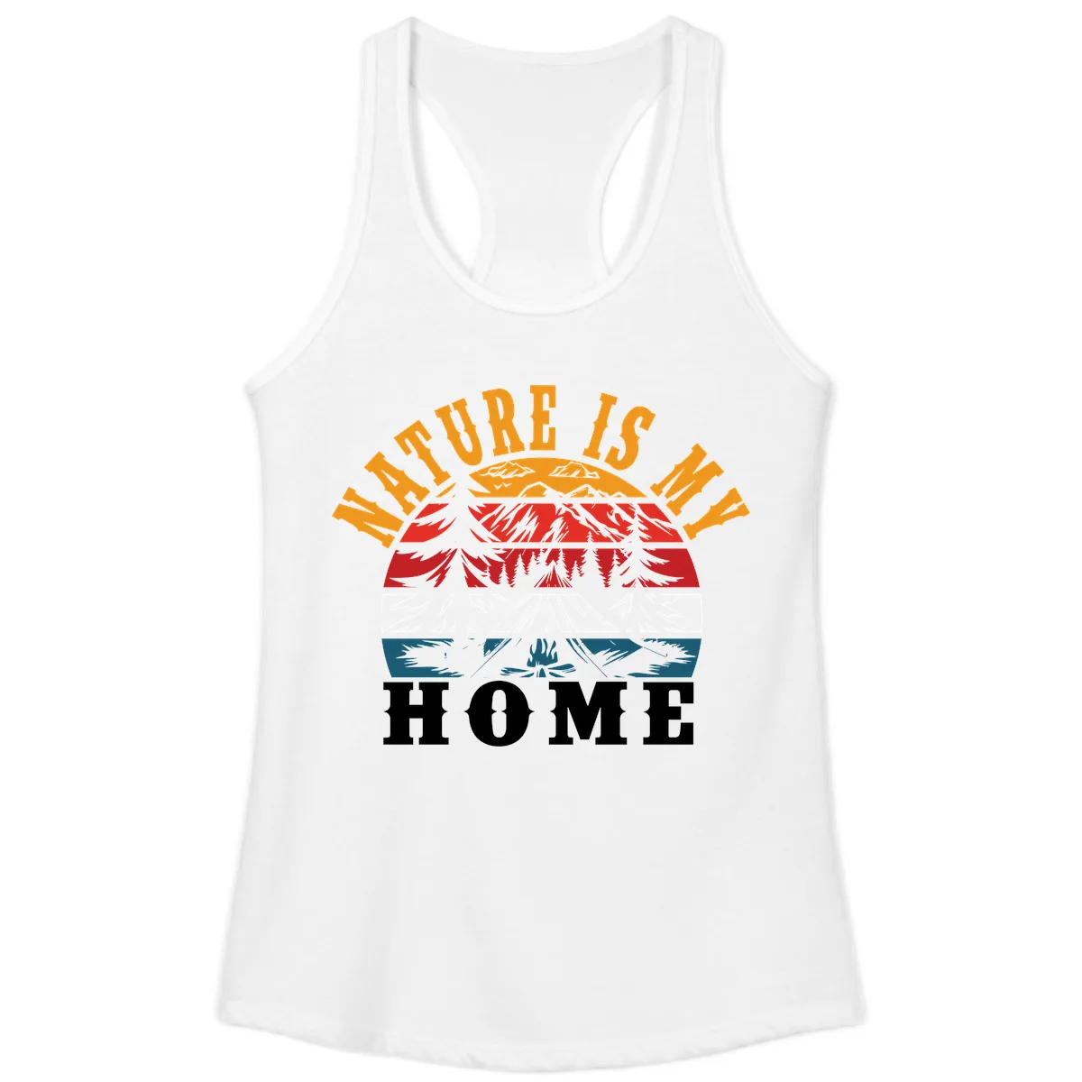 Nature Is Home Mountain Wilderness Ladies Tank in White