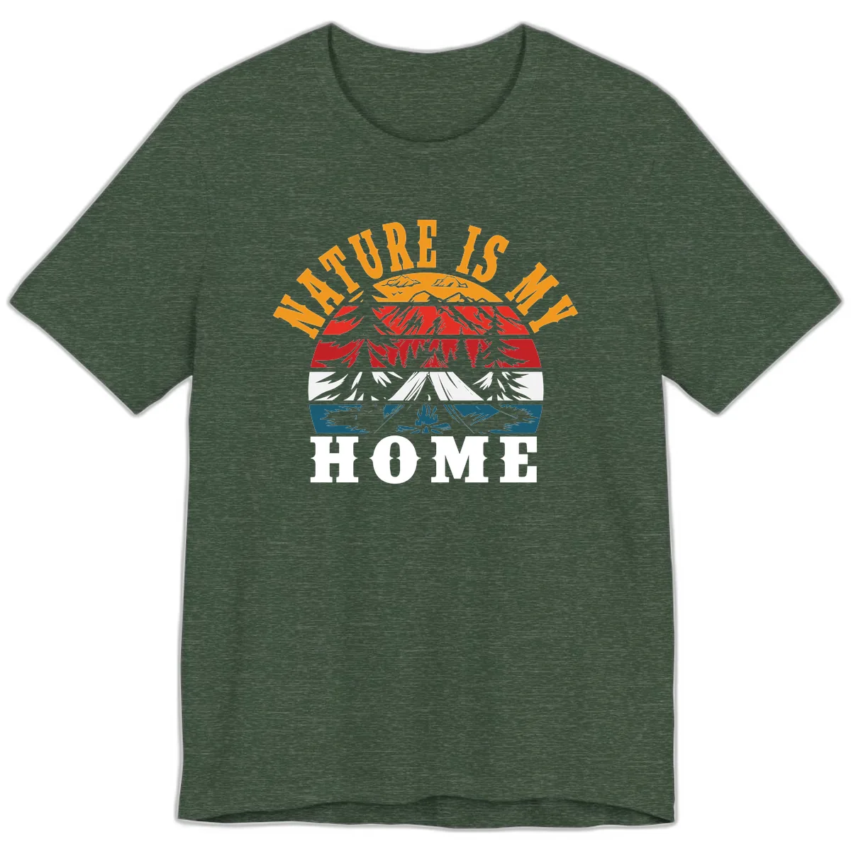 Nature Is Home Mountain Wilderness Premium T-Shirt in Heather Forest