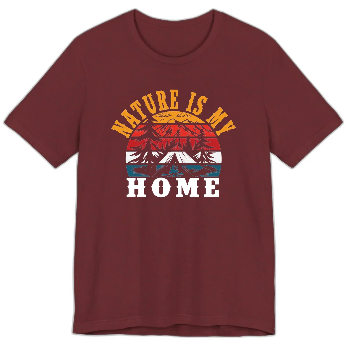 Nature Is Home Mountain Wilderness Premium T-Shirt in Heather Cardinal
