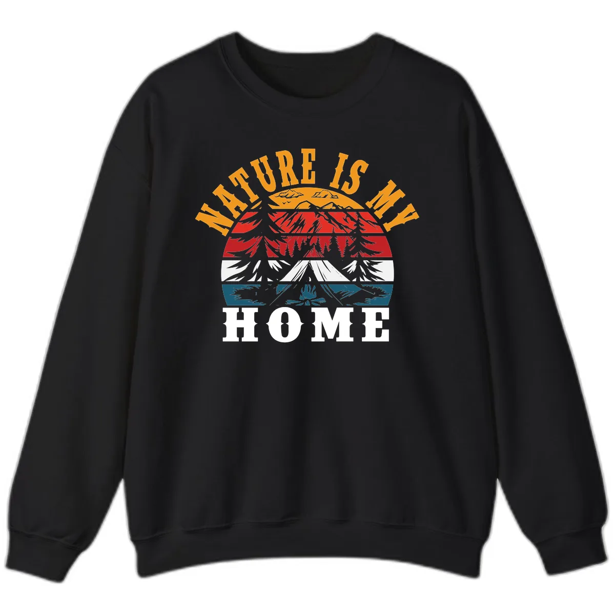 Nature Is Home Mountain Wilderness Sweatshirt in Black