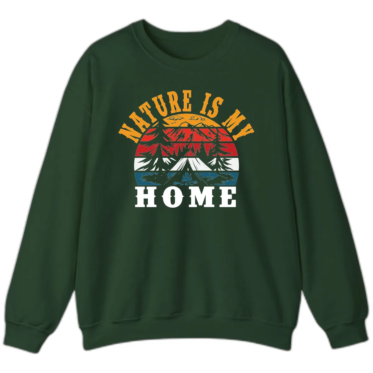 Nature Is Home Mountain Wilderness Sweatshirt in Forest Green