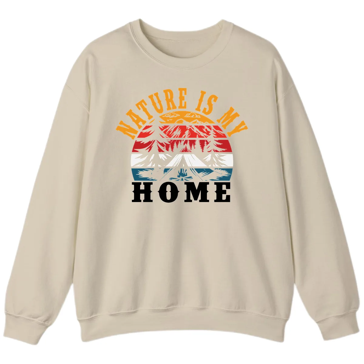 Nature Is Home Mountain Wilderness Sweatshirt in Sand