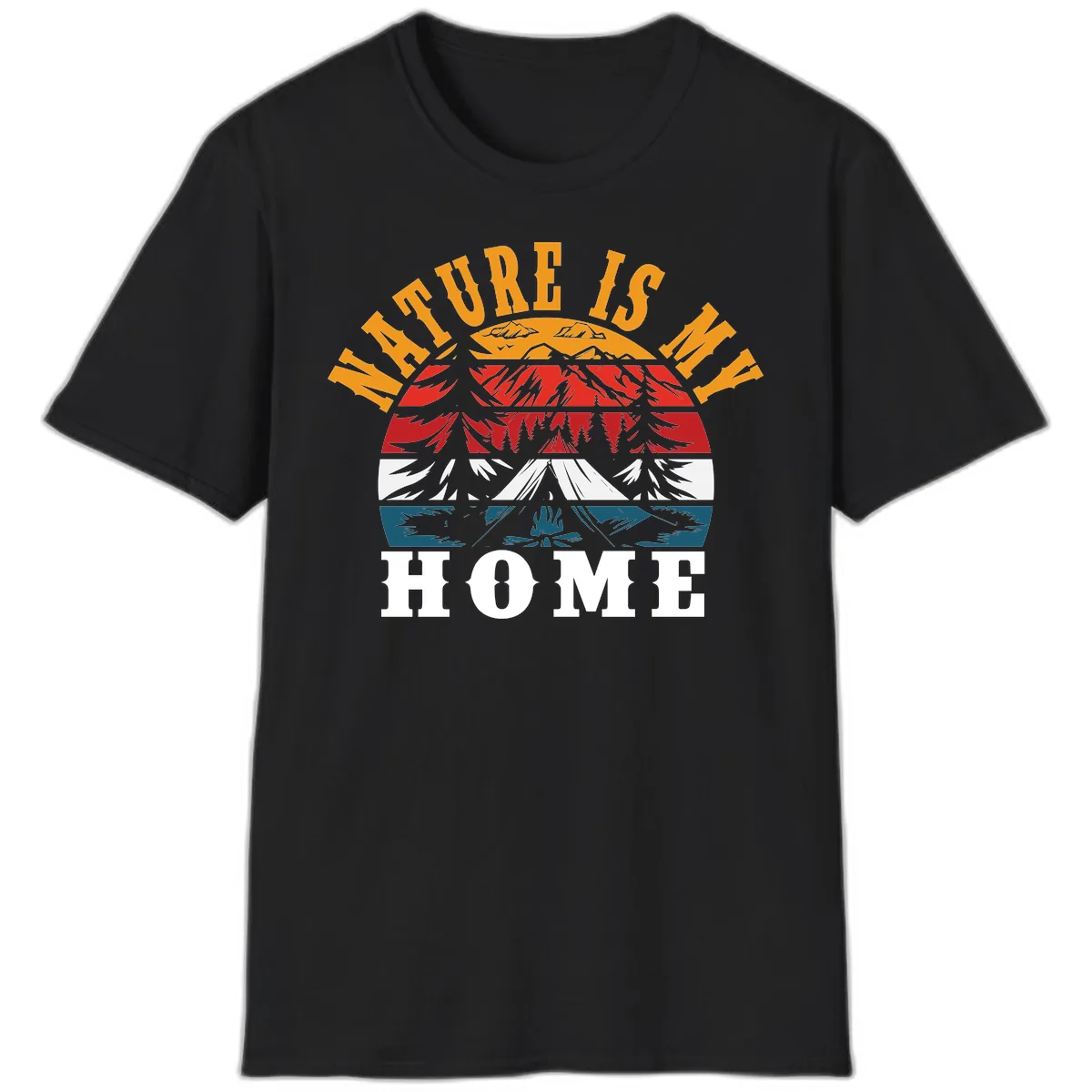 Nature Is Home Mountain Wilderness T-Shirt in Black