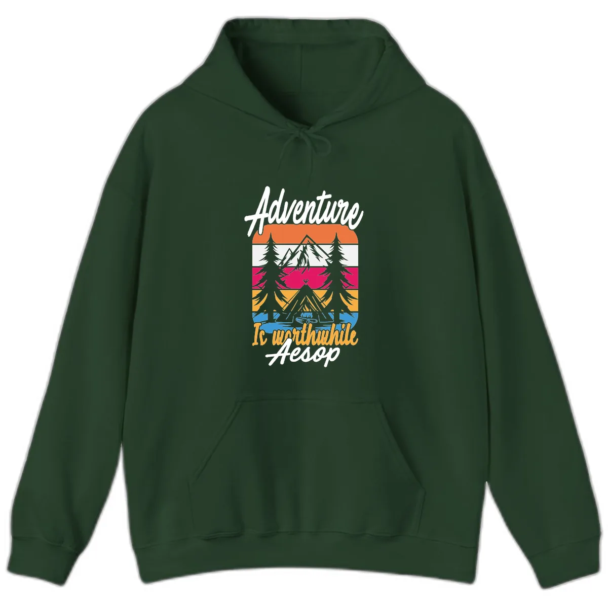 Adventure Is Worthwhile Aesop Hoodie in Forest Green