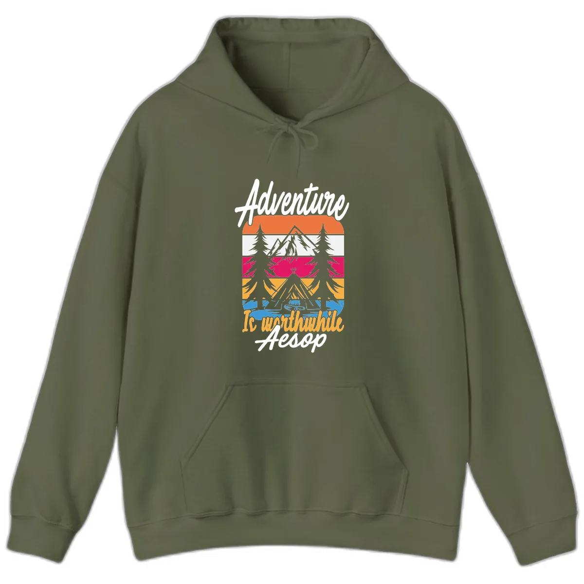Adventure Is Worthwhile Aesop Hoodie in Military Green