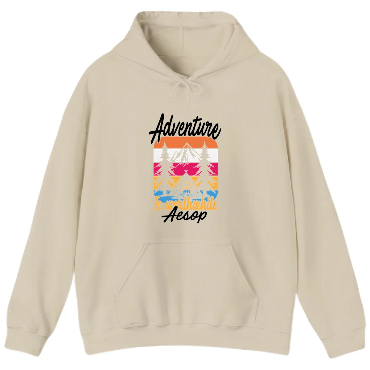 Adventure Is Worthwhile Aesop Hoodie in Sand