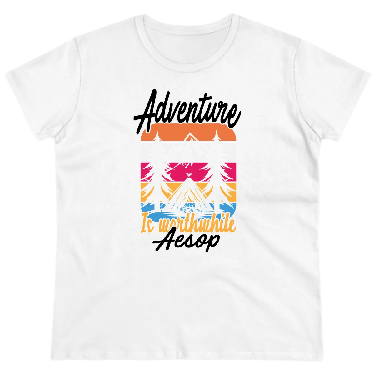 Adventure Is Worthwhile Aesop Ladies Tee in White