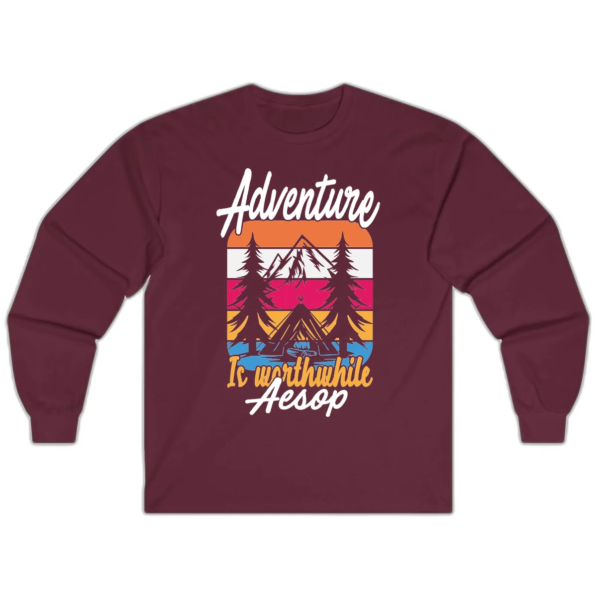 Adventure Is Worthwhile Aesop Long Sleeve in Maroon