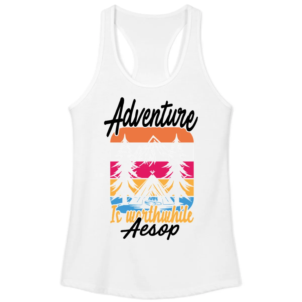 Adventure Is Worthwhile Aesop Ladies Tank in White