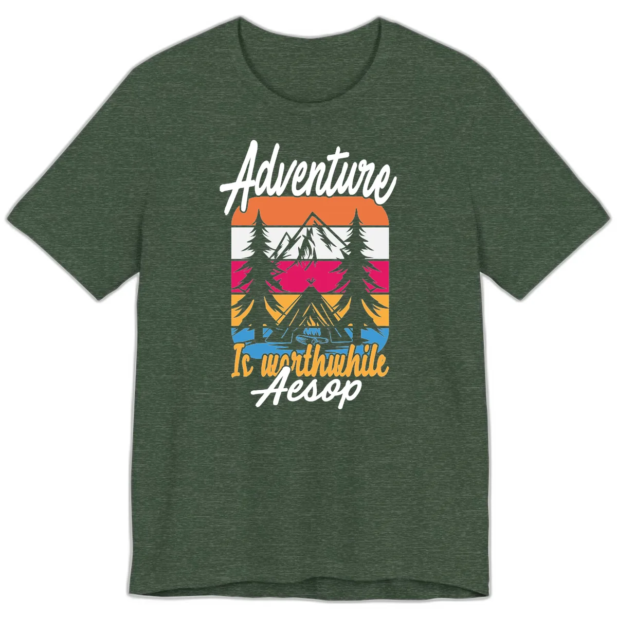 Adventure Is Worthwhile Aesop Premium T-Shirt in Heather Forest