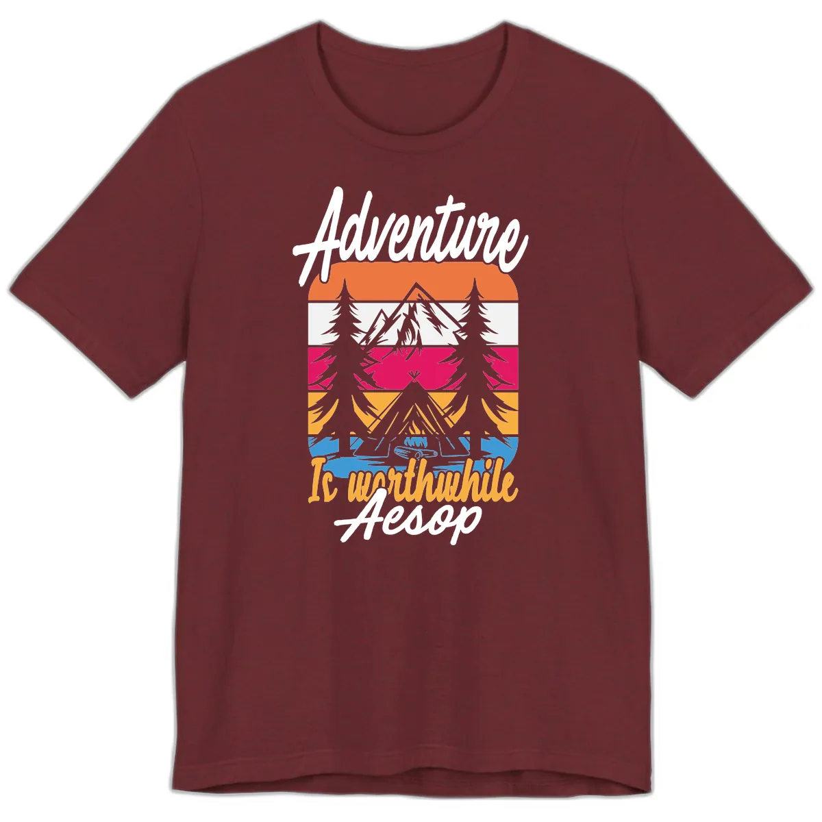 Adventure Is Worthwhile Aesop Premium T-Shirt in Heather Cardinal