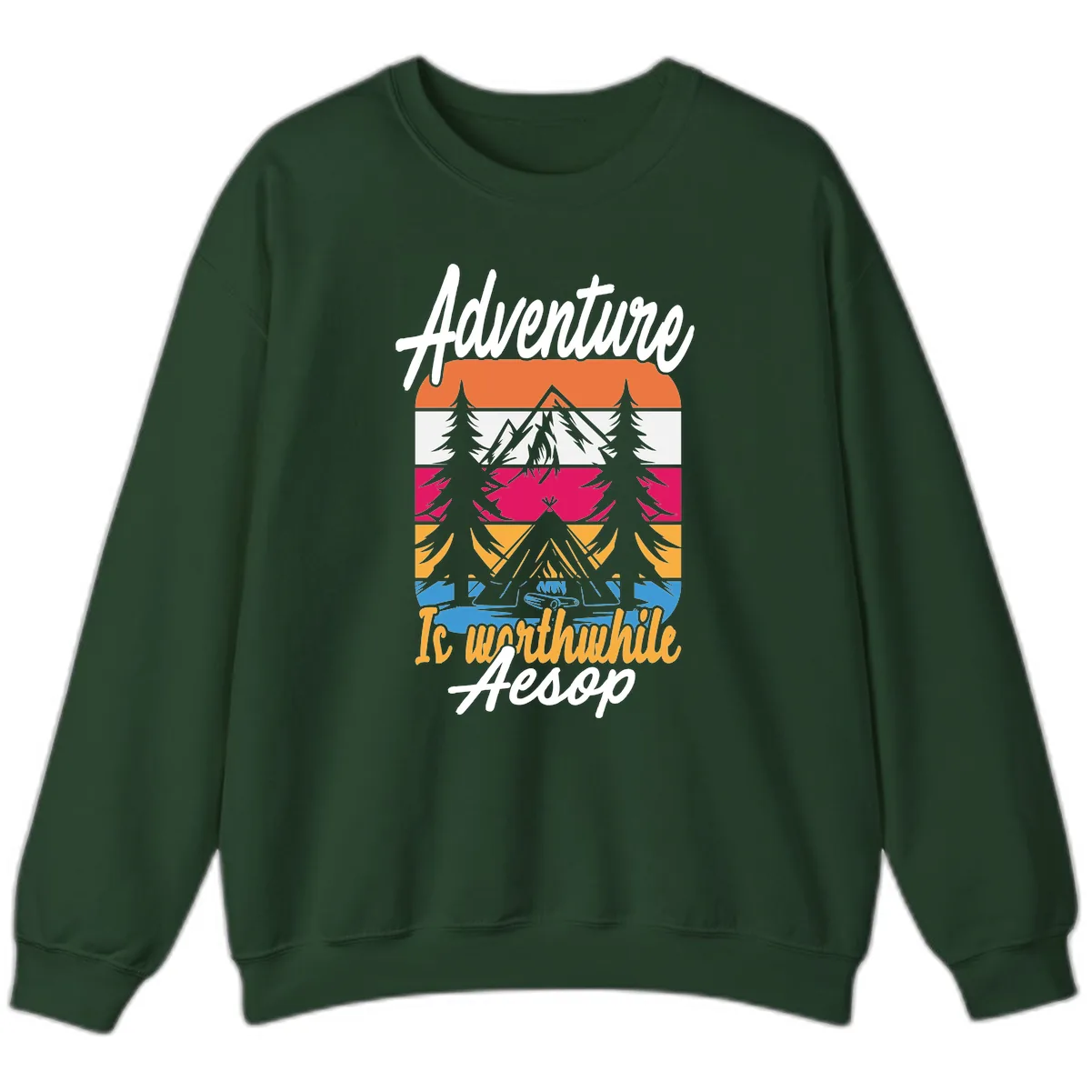 Adventure Is Worthwhile Aesop Sweatshirt in Forest Green