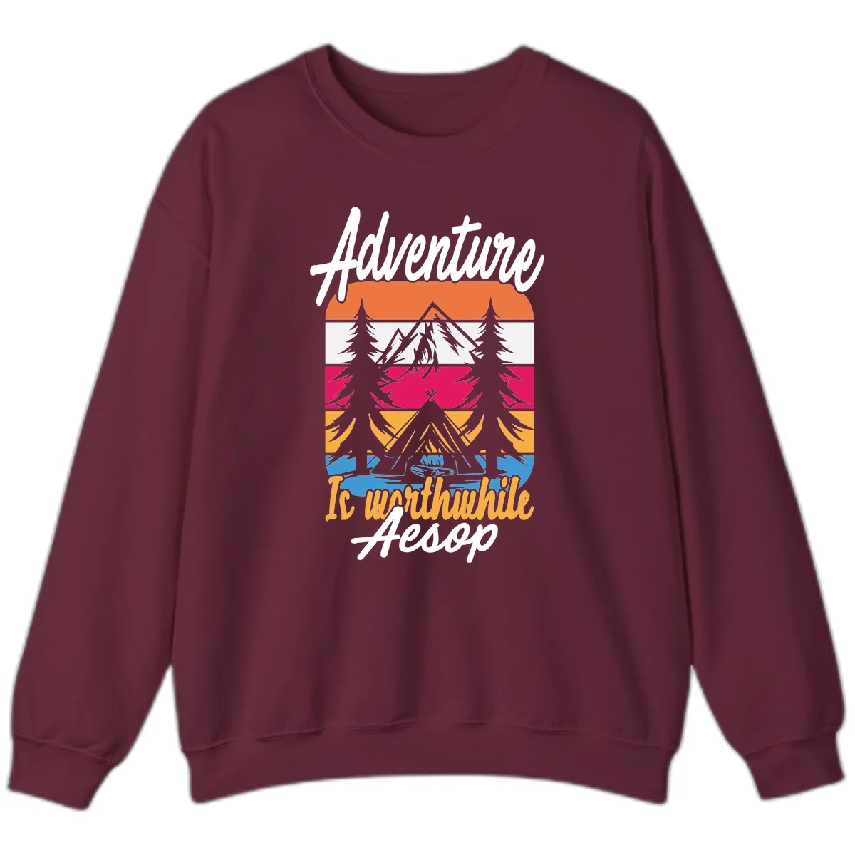 Adventure Is Worthwhile Aesop Sweatshirt in Maroon