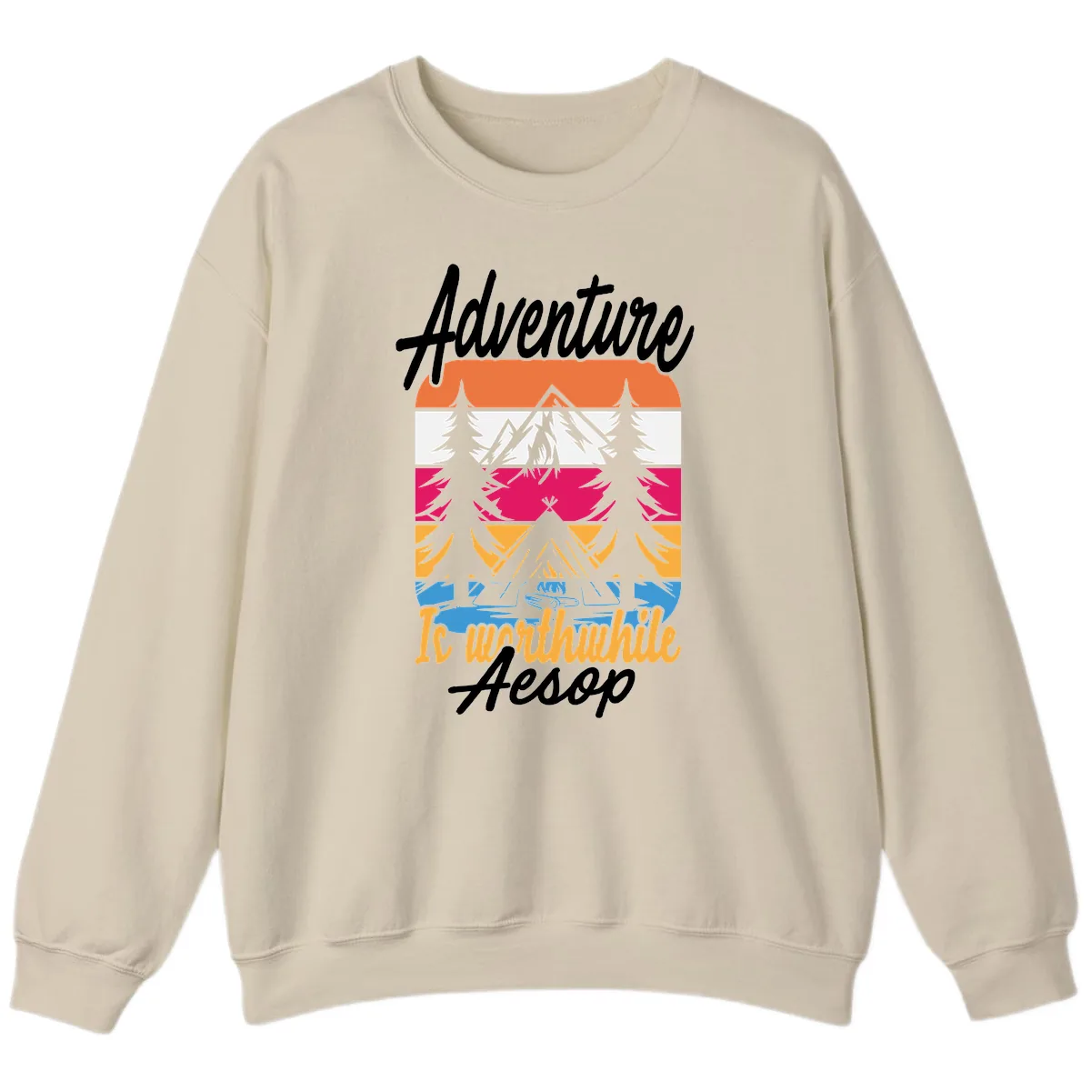 Adventure Is Worthwhile Aesop Sweatshirt in Sand