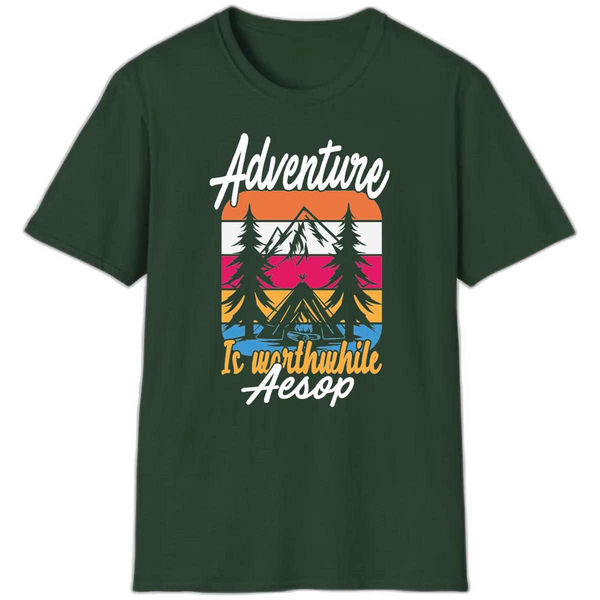 Adventure Is Worthwhile Aesop T-Shirt in Forest Green