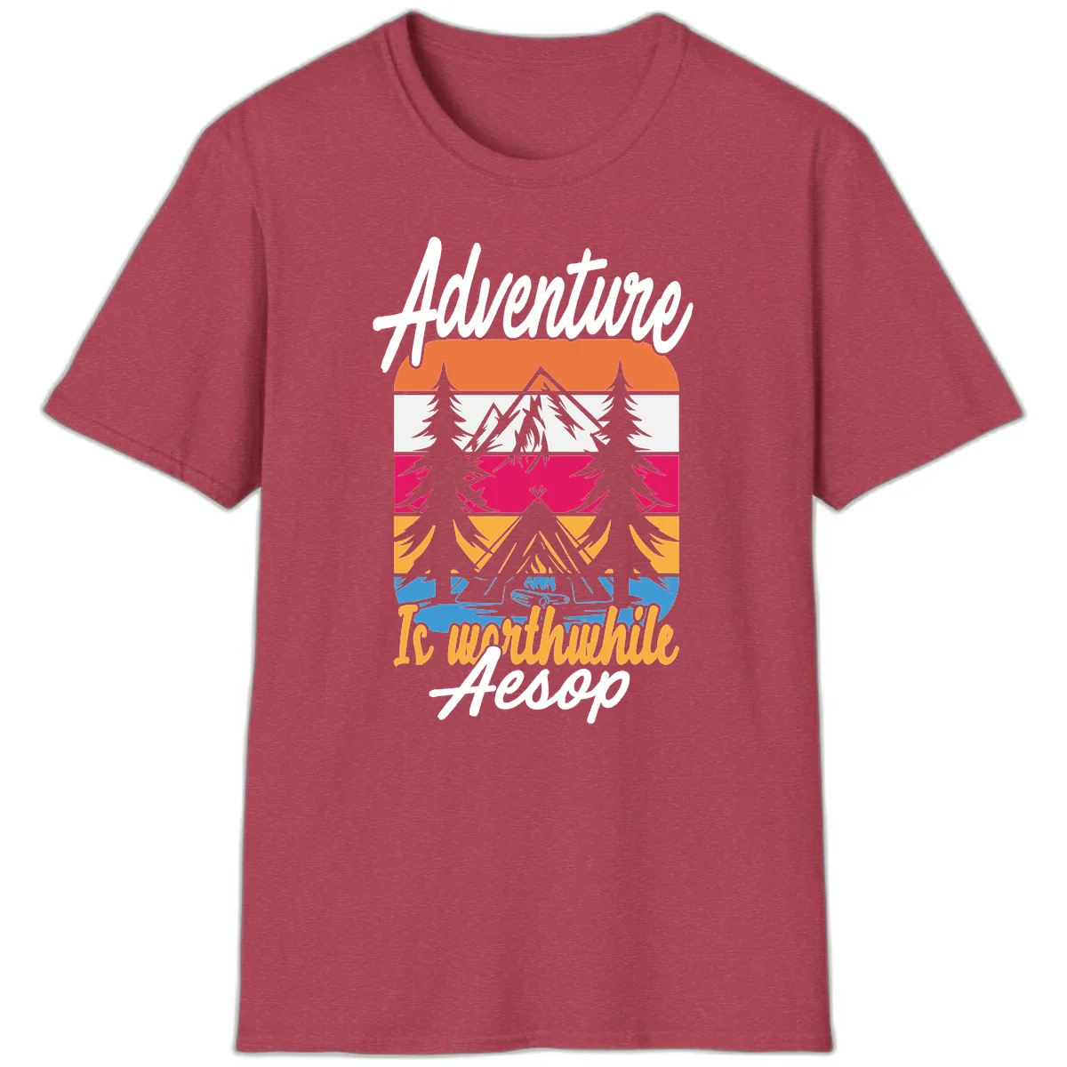 Adventure Is Worthwhile Aesop T-Shirt in Heather Cardinal
