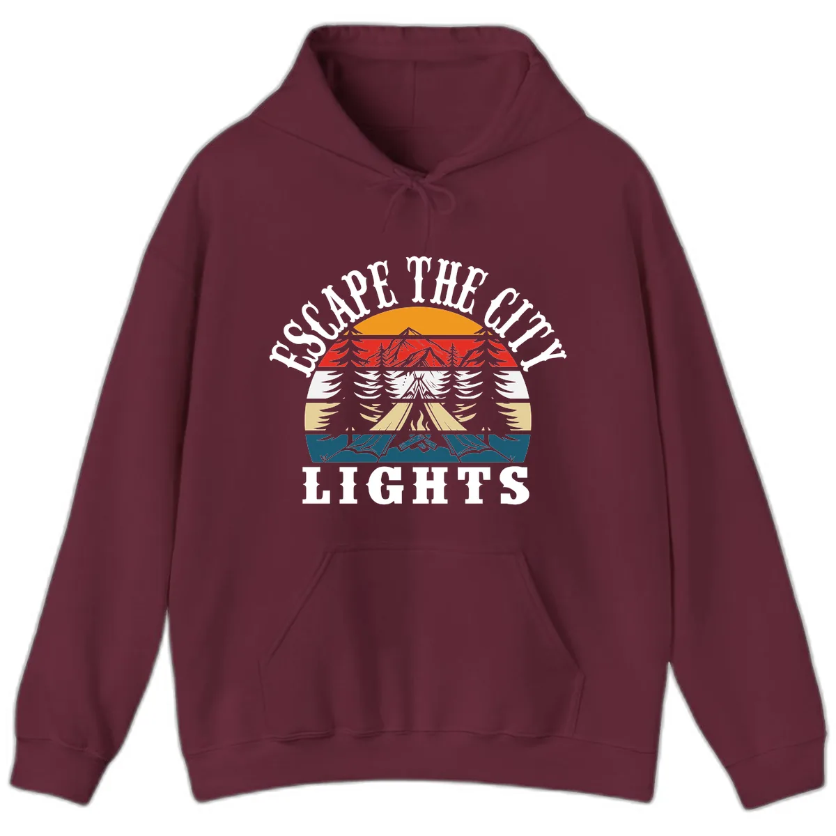 Respect The Campfire Lights Hoodie in Maroon