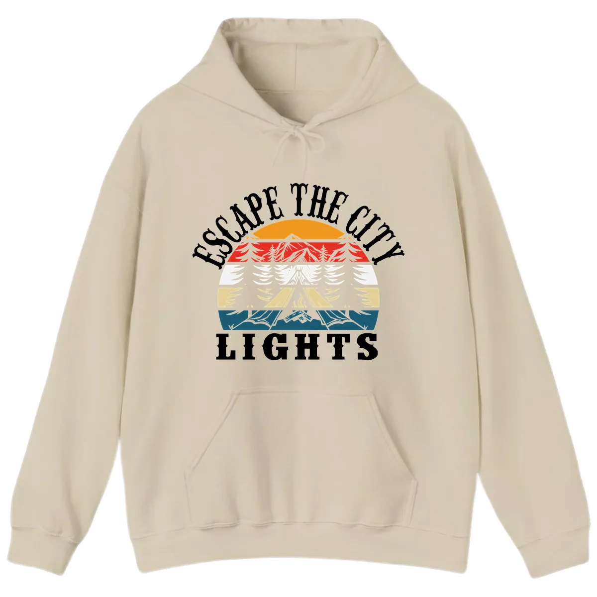 Respect The Campfire Lights Hoodie in Sand
