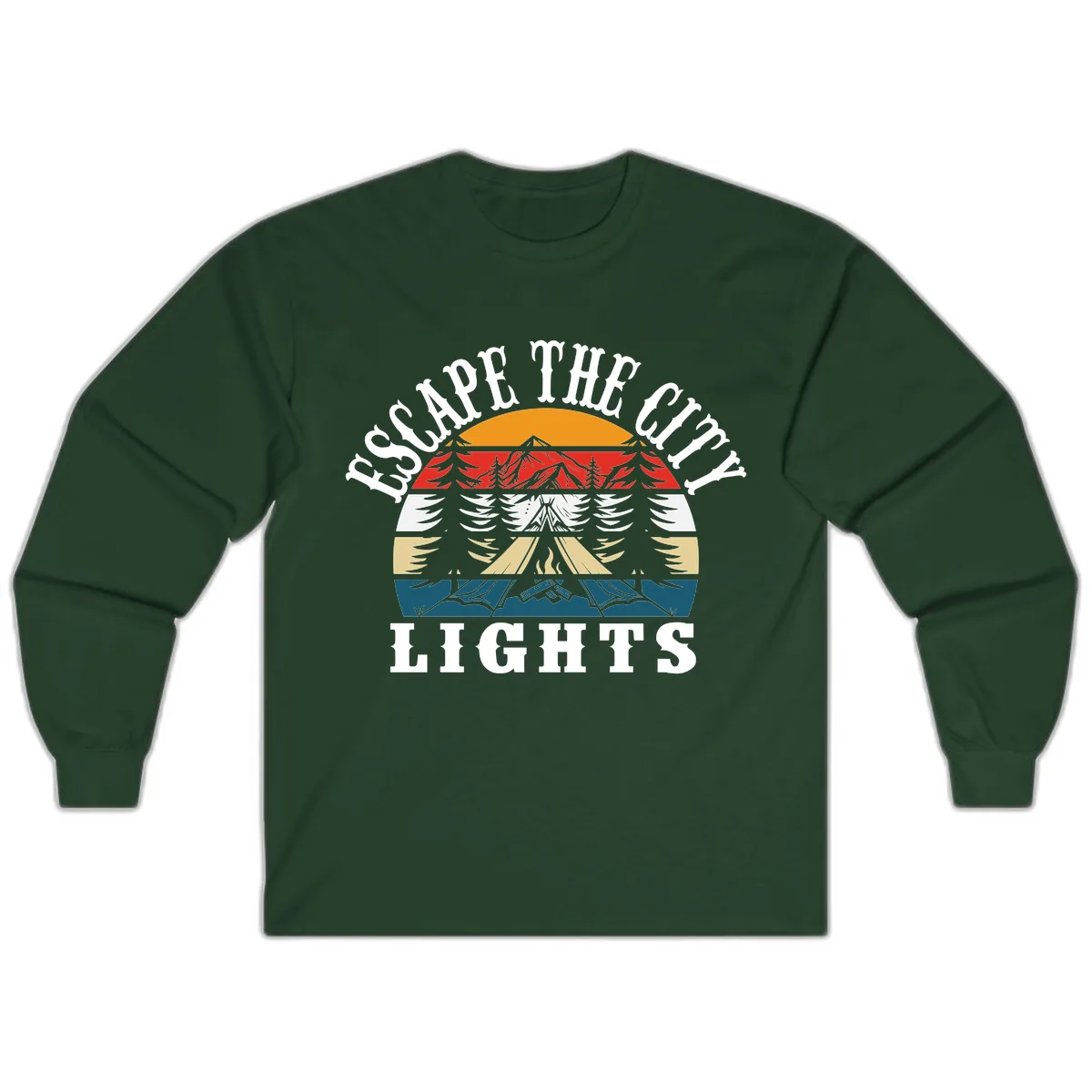 Respect The Campfire Lights Long Sleeve in Forest Green