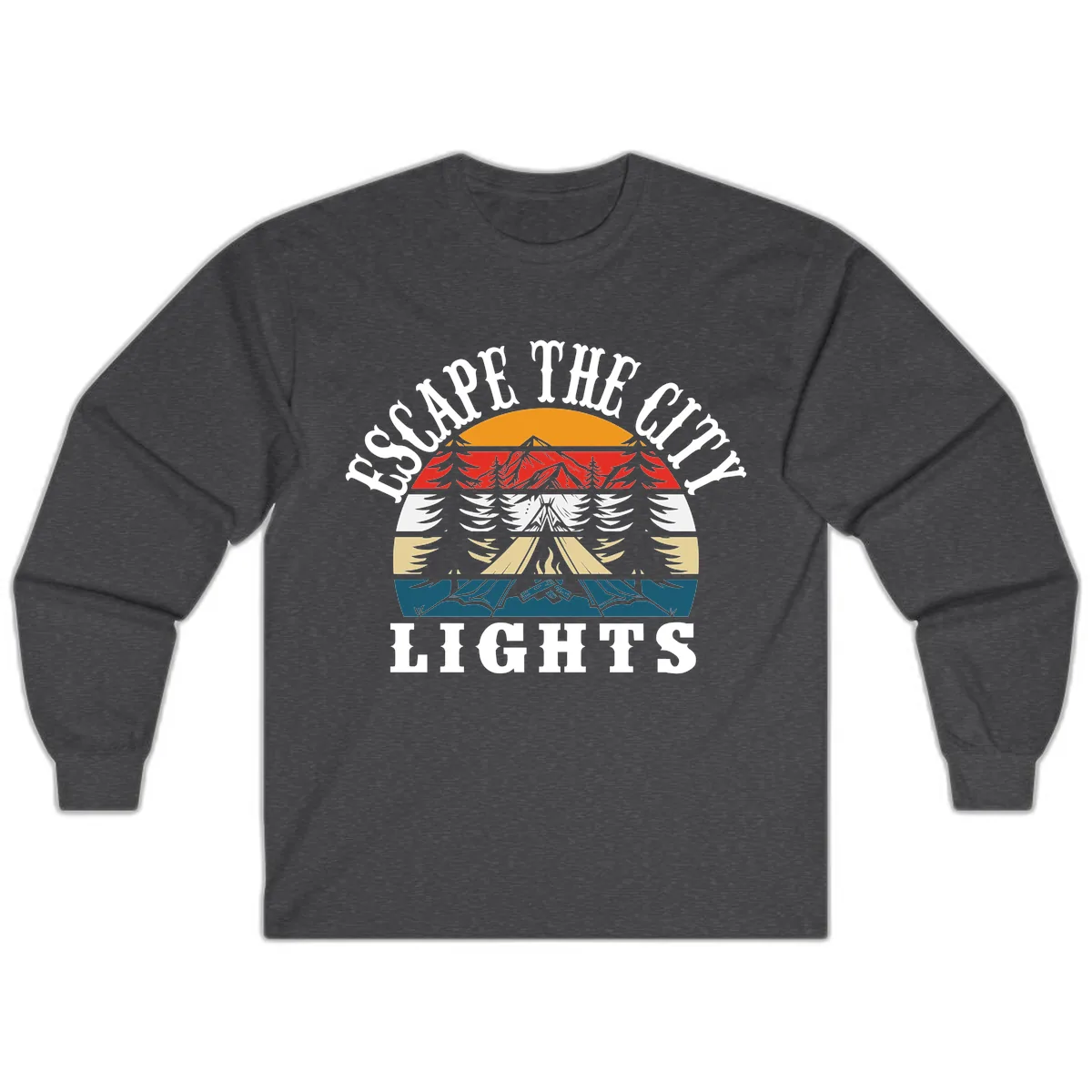 Respect The Campfire Lights Long Sleeve in Dark Heather