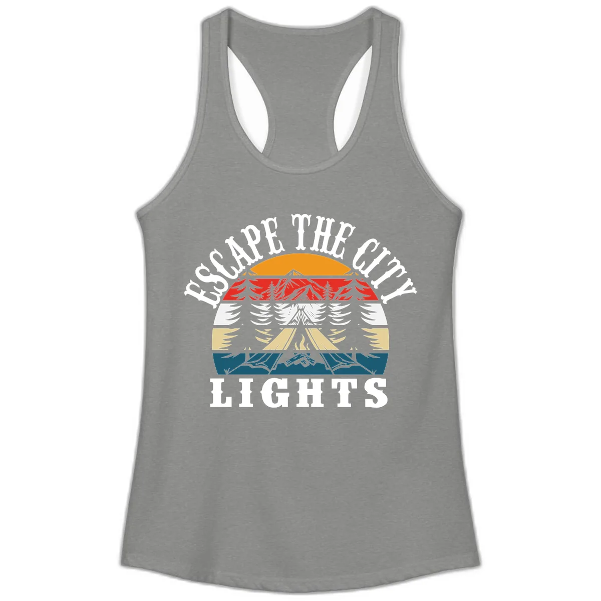 Respect The Campfire Lights Ladies Tank in Heather Grey