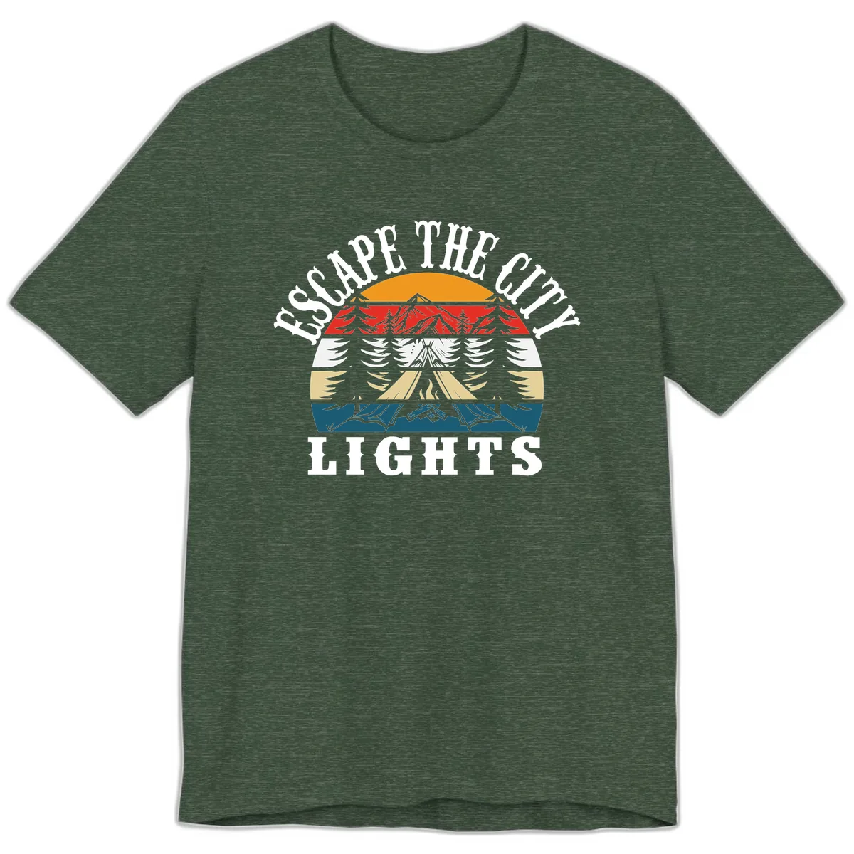 Respect The Campfire Lights Premium T-Shirt in Heather Forest