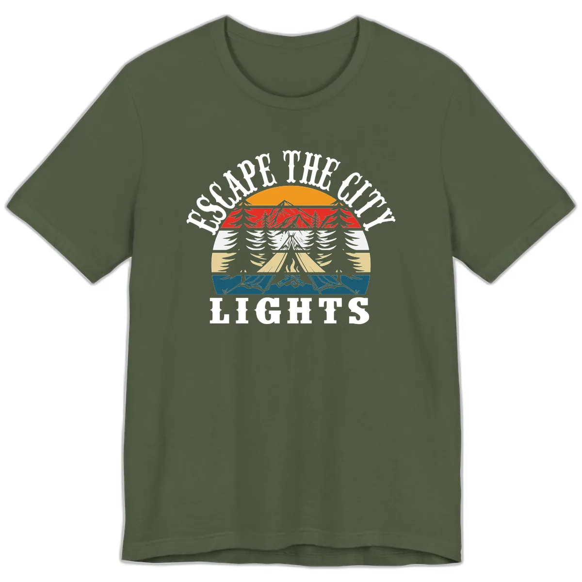 Respect The Campfire Lights Premium T-Shirt in Military Green