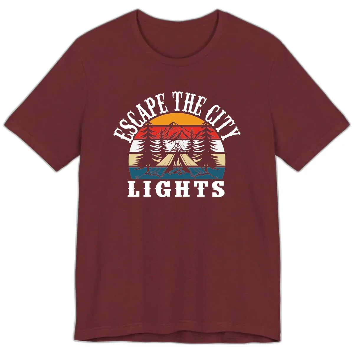 Respect The Campfire Lights Premium T-Shirt in Heather Cardinal