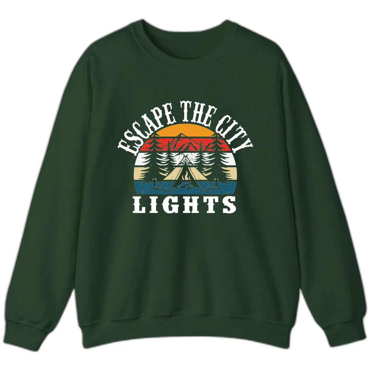 Respect The Campfire Lights Sweatshirt in Forest Green