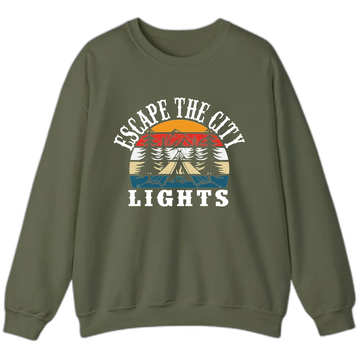 Respect The Campfire Lights Sweatshirt in Military Green