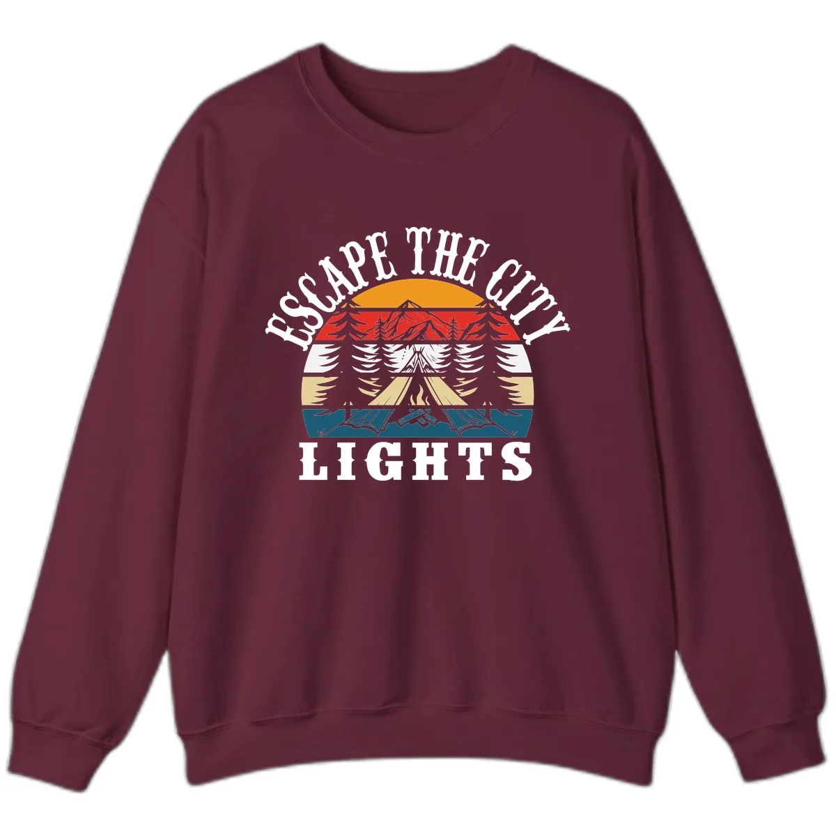 Respect The Campfire Lights Sweatshirt in Maroon