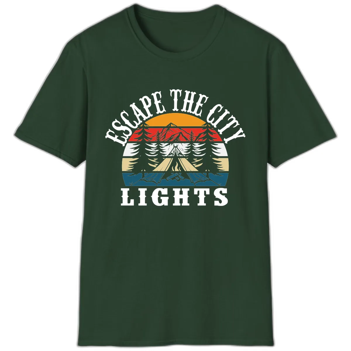 Respect The Campfire Lights T-Shirt in Forest Green