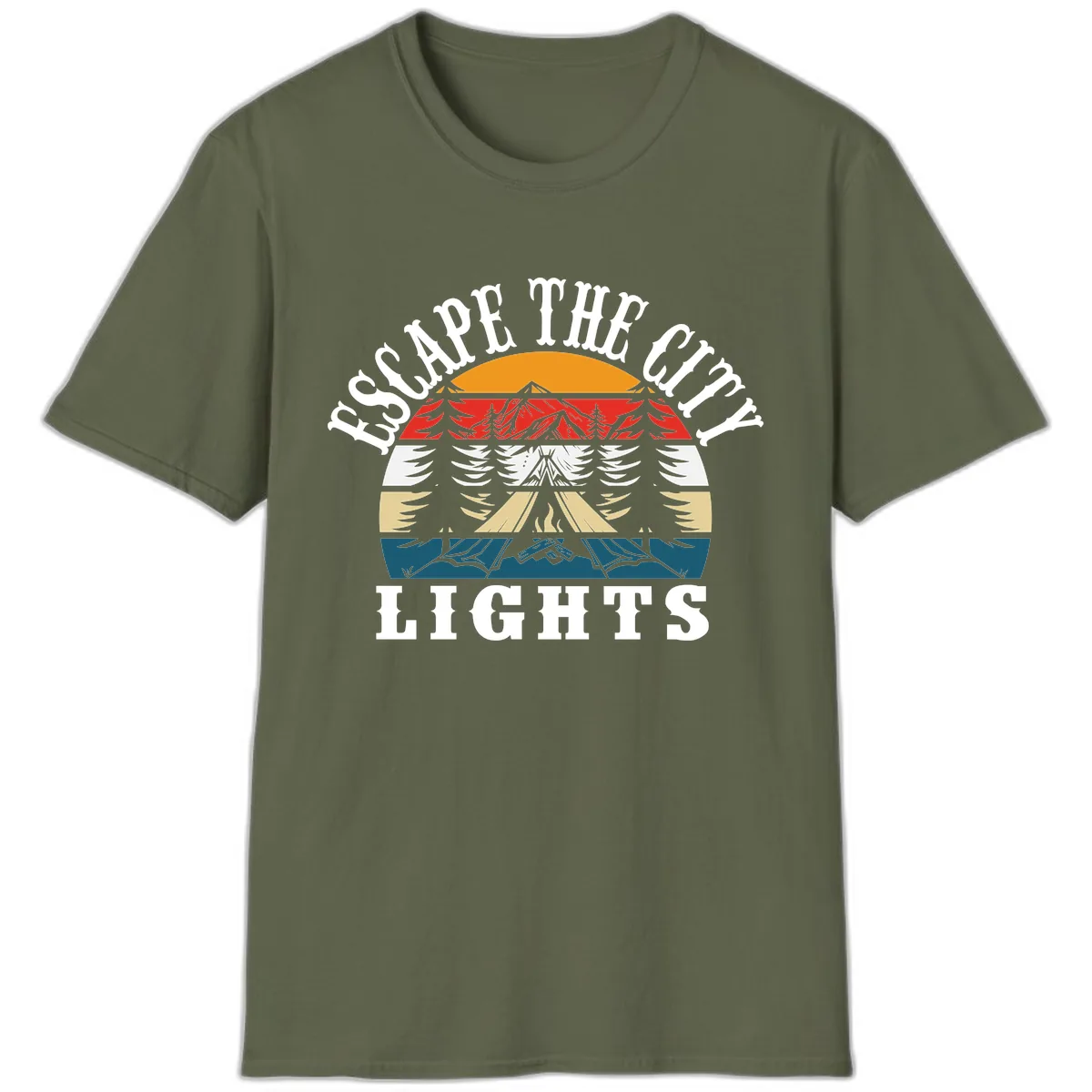Respect The Campfire Lights T-Shirt in Military Green