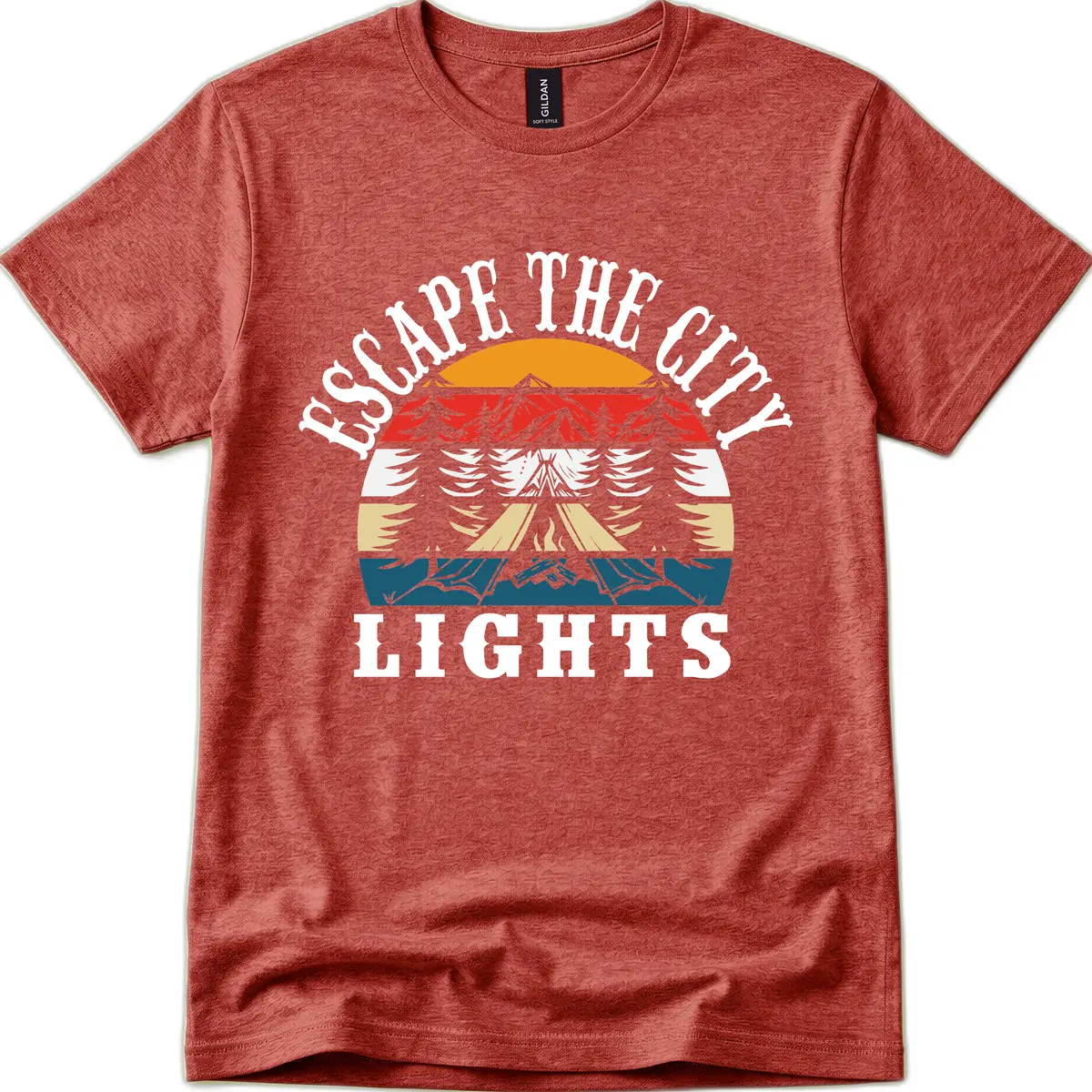 Respect The Campfire Lights T-Shirt in Heather Cardinal
