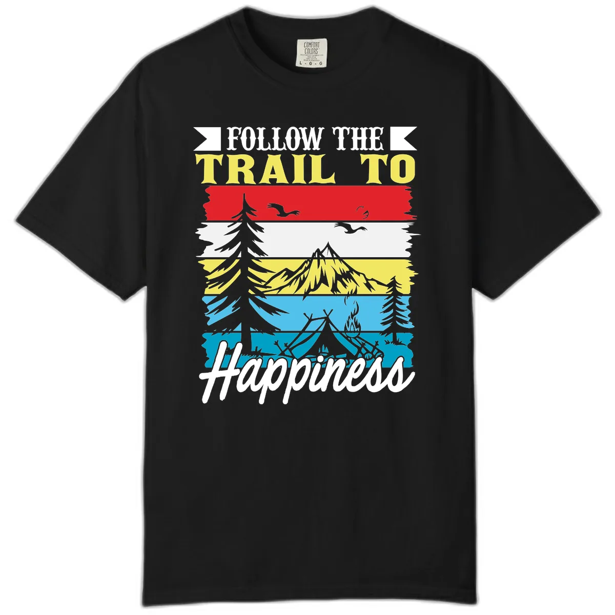 Follow The Trail To Happiness Comfort Color in Black
